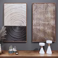 Two Panel Modern Abstract Wall Art With Spiral Patterns And Contrasting Tones 3d model