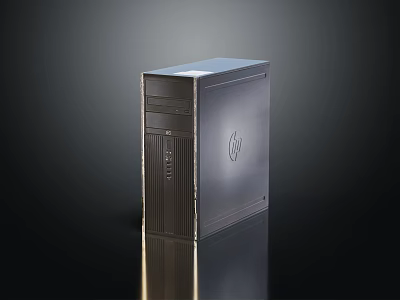 HP Desktop Computer Tower With Sleek Modern Design Metallic Finish And Front Panel Interface 3d model