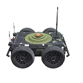 Military Robot Vehicle With Four Wheels Camouflage Design Circular Top And Antenna