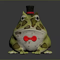 Gentleman Frog Toy Figure Wearing Top Hat And Red Bow Tie With Green Brown Spots