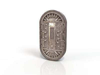 Ornate Decorative Oval Metal Plaque With Intricate Carved Patterns And Designs 3d model
