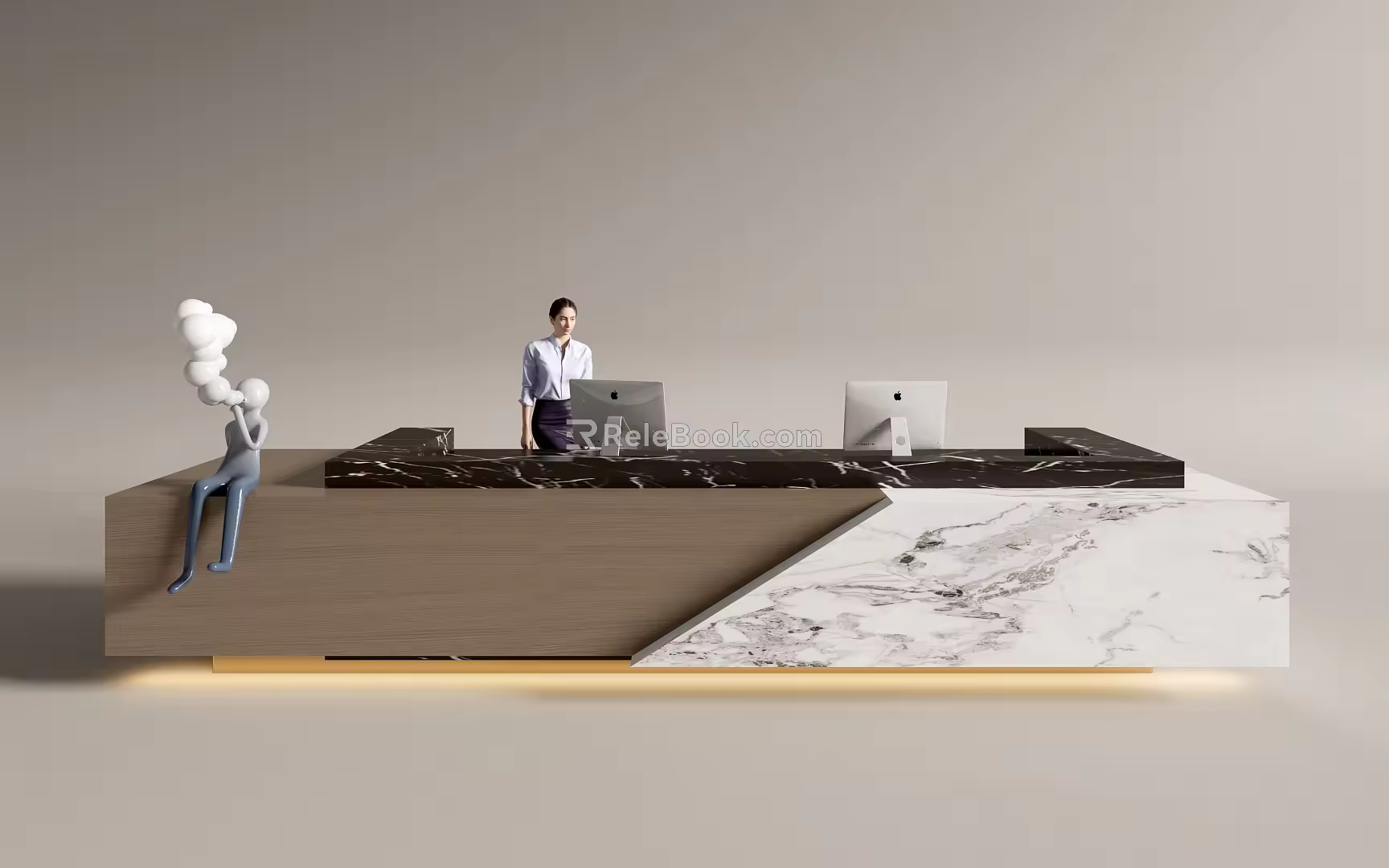 Modern Company Reception Area Bar Reception Desk 3d model