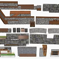 Modern Feature Wall Designs With Stone Wood Materials And Decorative Elements 3d model