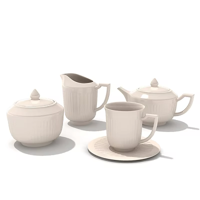 Tea Set Ceramic Tea Set Exquisite White Tea Set 3d model
