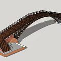 Arch Bridge Design With Wooden Deck Railings And Red Brick Abutments
