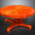 Sleek Orange Round Wooden Table With Cross Leg Design And Smooth Surface Finish