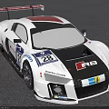 Audi R8 Race Car With White Black Livery Rear Spoiler Number 28 And Racing Team
