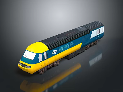 Yellow Blue And Black High Speed Train Model With Streamlined Front Design 3d model