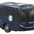 Blue Toy Bus Model With SIMULADOR CTS Design JBT Logo And Circuit Patterns