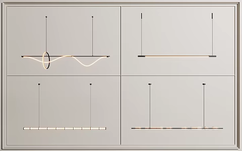 Chandelier Combination Long Strip Chandelier Metal Chandelier 3d model