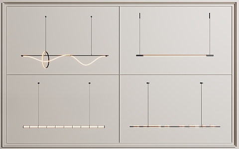 Chandelier Combination Long Strip Chandelier Metal Chandelier 3d model