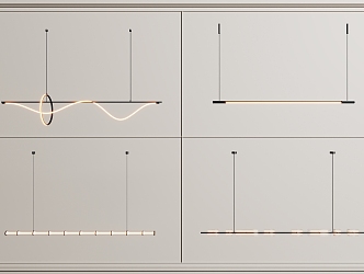 Chandelier Combination Long Strip Chandelier Metal Chandelier 3d model