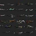 Various Fantasy And Medieval Weapons Collection With Diverse Design Styles 3d model