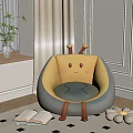Cute Bee Shaped Yellow And Gray Bean Bag Chair In Cozy Living Room