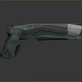 Sci-Fi Weapon 3D Model Design With Sleek Gray Body Yellow Accents And Futuristic Tech Details