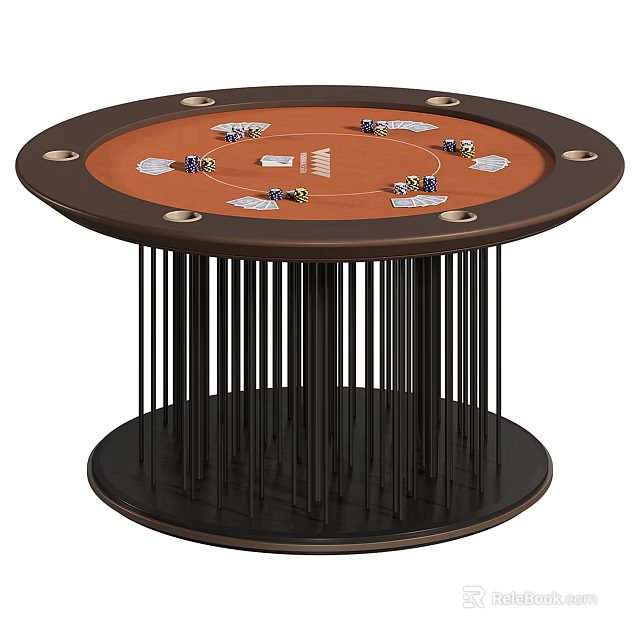 Round Bar Design With Black Thin Columns And Brown Countertop Featuring Coasters 3d model