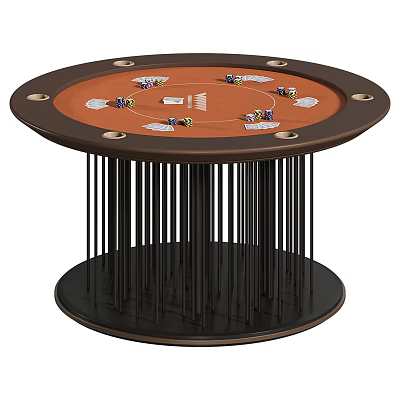 Round Bar Design With Black Thin Columns And Brown Countertop Featuring Coasters 3d model