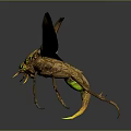 3D Mythical Insect Creature With Yellow Wings And Intricate Body Structure 3d model