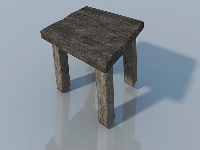 Small wooden stool small stool 3d model