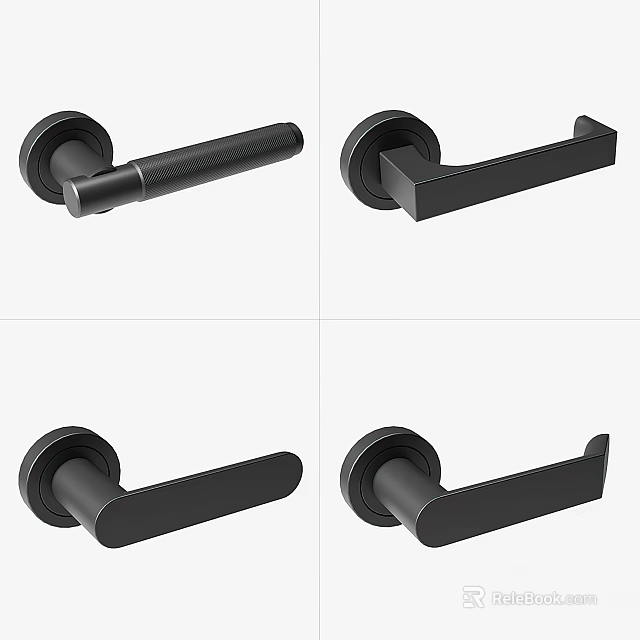 Modern Black Door Handles With Various Stylish Designs For Home Interior 3d model 