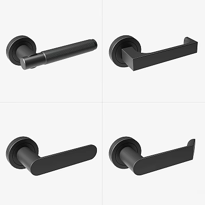 Modern Black Door Handles With Various Stylish Designs For Home Interior 3d model