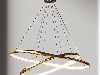 Modern Golden Curved Circular Ring Chandelier With Illuminated Light For Interior Design 3d model