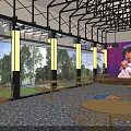 Stylish Modern Awning for Outdoor Restaurant Space with Sun Shade and Decorative Design Features