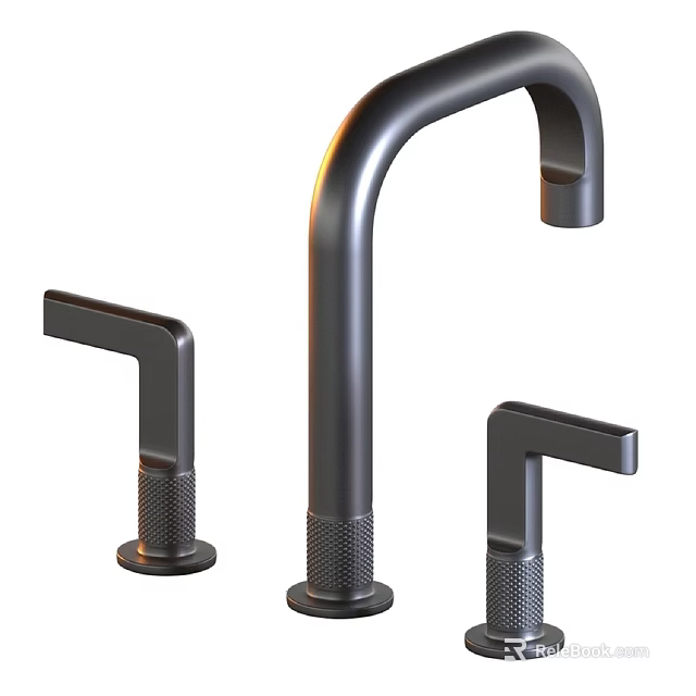 Modern Black Faucet With Sleek Design And Two Handles For Bathroom Or Kitchen 3d model 