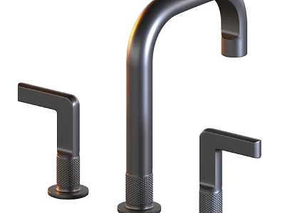 Modern Black Faucet With Sleek Design And Two Handles For Bathroom Or Kitchen 3d model