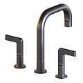 Modern Black Faucet With Sleek Design And Two Handles For Bathroom Or Kitchen