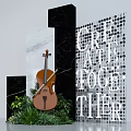 Guiding Display With Violin Green Plants Marble Structures And Create Together Panel