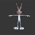 Cartoon Rabbit Character With Long Ears Outstretched Arms And White Body