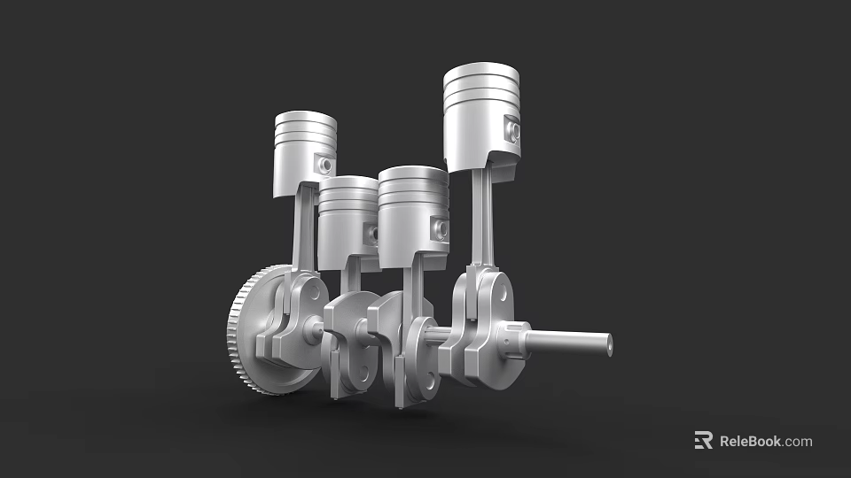 Car Engine Components Featuring Pistons And Crankshaft Mechanism 3d model 