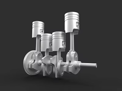 Car Engine Components Featuring Pistons And Crankshaft Mechanism 3d model
