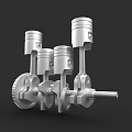 Car Engine Components Featuring Pistons And Crankshaft Mechanism 3d model