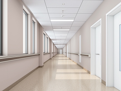 modern corridor hospital walkway 3d model