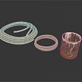 Coiled Braided Rope Small Metal Ring And Worn Bucket Daily Life Items