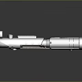 Futuristic Silver Metallic Weapon With Red Black Details And Long Sleek Reflective Design