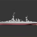Detailed 3D Warship Model With Battleship Deck Turrets Masts And Flags