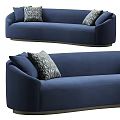 Navy Blue Sectional Sofa With Geometric Pattern Accent Pillows For Living Room Interior 3d model