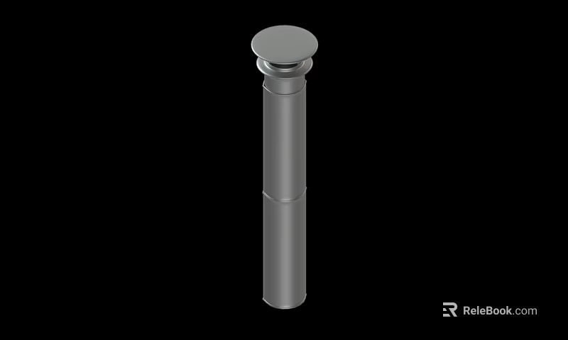 Metal Pipe with Cylindrical Design Vertical Body and Polished Round Top Cover 3d model 