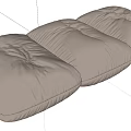 Three Beige Velvet Bean Bag Chairs With Pleated Design For Living Room Seating
