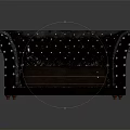 Classic Black Leather Sofa With Quilted Design And Studded Armrests