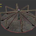 Industrial Circular Metal Equipment Platform with Radial Supports and Diamond Plate Surface