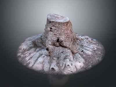Natural Wood and Stone Tree Stump Decor With Rough Texture and Organic Shape 3d model