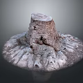 Natural Wood and Stone Tree Stump Decor With Rough Texture and Organic Shape