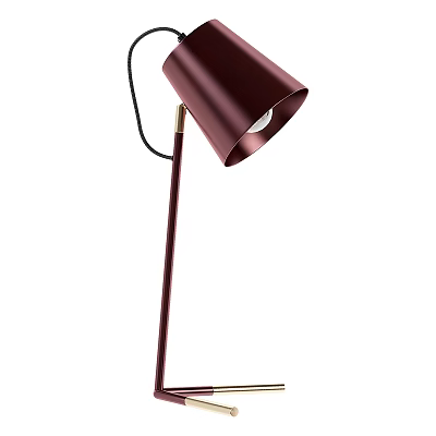 Modern Burgundy Metal Table Lamp With Slim Pole And Conical Shade Design 3d model