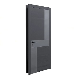 Flat door single door wooden door 3d model