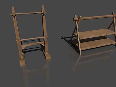 Wooden Shelving Units With Two Different Open Designs For Home Storage Use 3d model