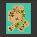 Cartoon Scenic Island Scene With Turquoise Water Beach Palm Trees Rocks And Green Plants